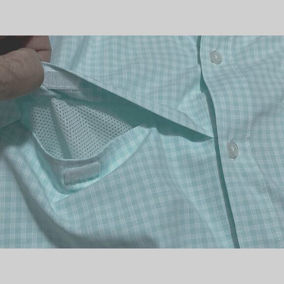 HUK Button down blue green'ish Large shirt Pursuit Boats Logo Offshore Fishing - Picture 8 of 10